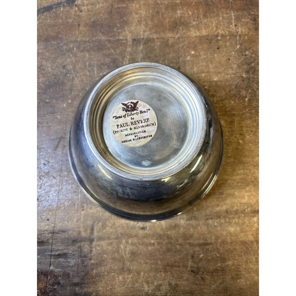 Vtg Sons Of Liberty Bowl By Paul Revere Reproduction Oneida Silversmiths 6